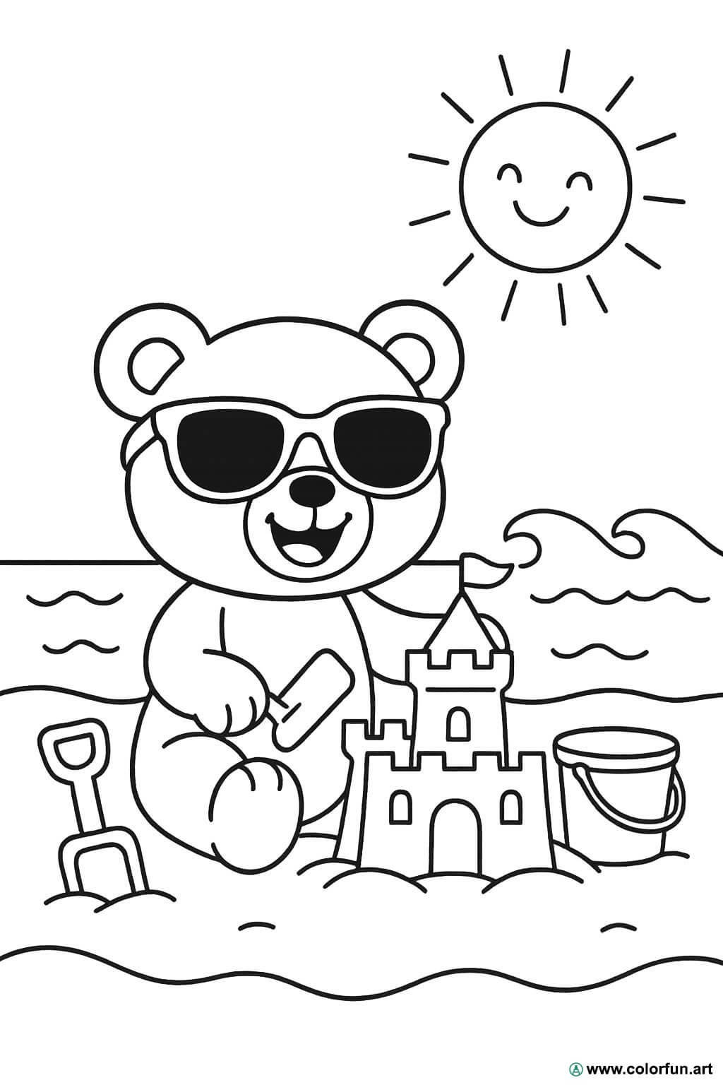 Summer Beach Coloring Pages for Kids Afbeelding door Sobuj Store · Creative  Fabrica, image size:1024x1536