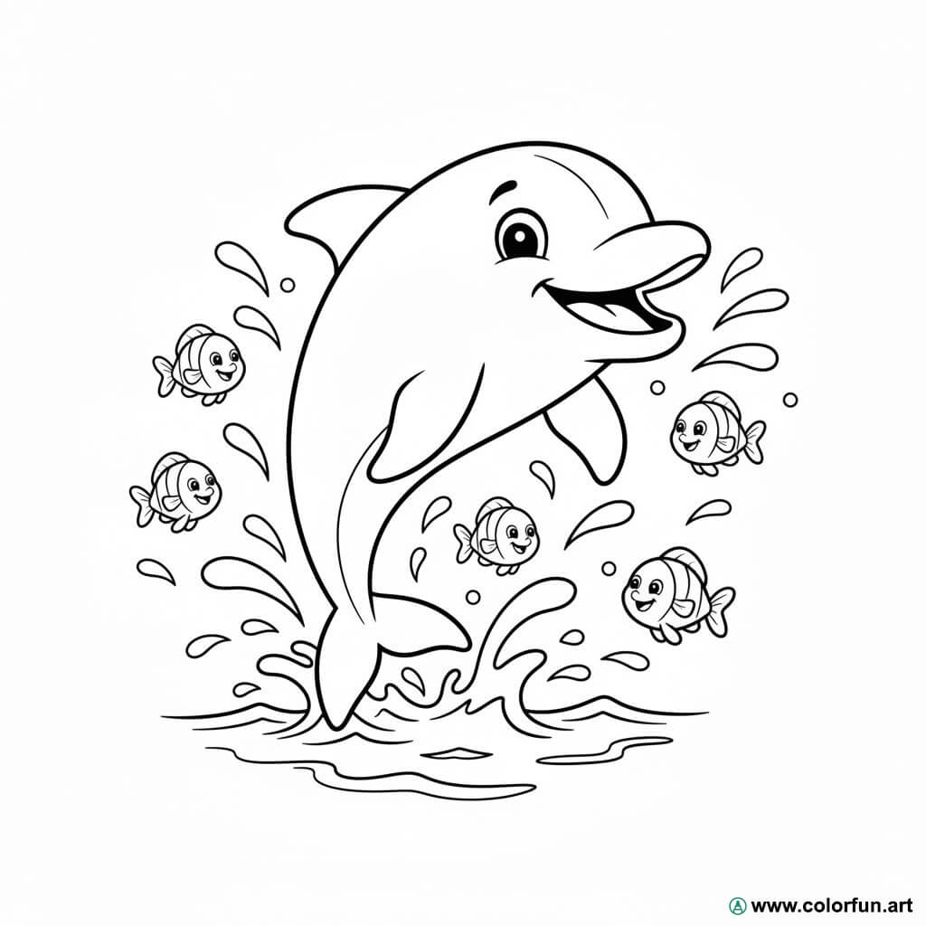 Cartoon dolphin coloring page Download or Print for free