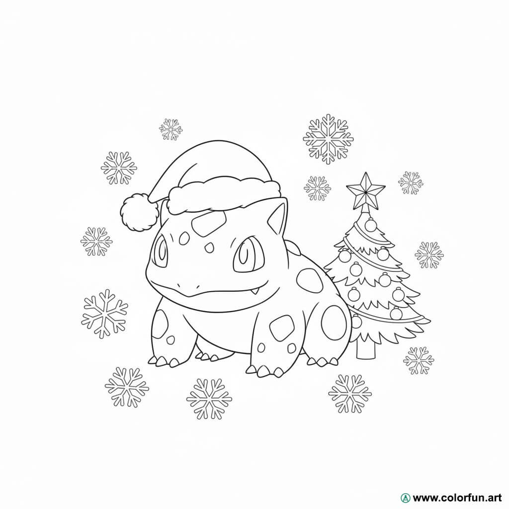 Bulbasaur coloring page for Christmas Download or Print for free