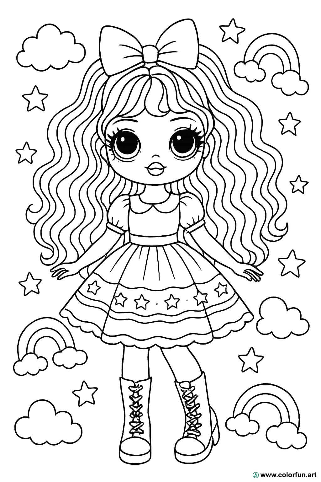 Kleurplaat van de LOL OMG pop regenboog Gratis te downloaden of af te  drukken, image size:1024x1536