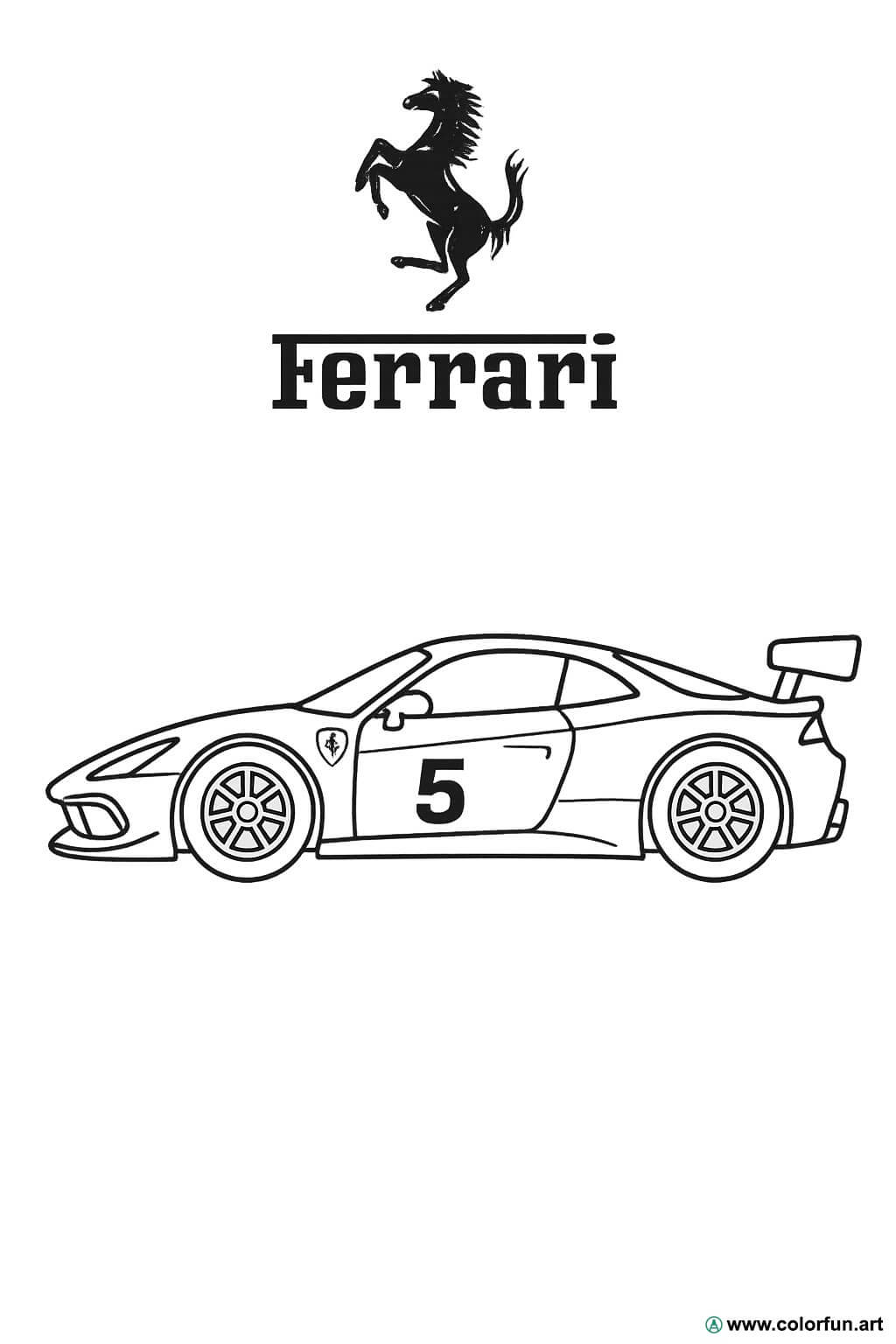 Kleurplaat van de Ferrari, raceauto Gratis te downloaden of af te drukken, image size:1024x1536