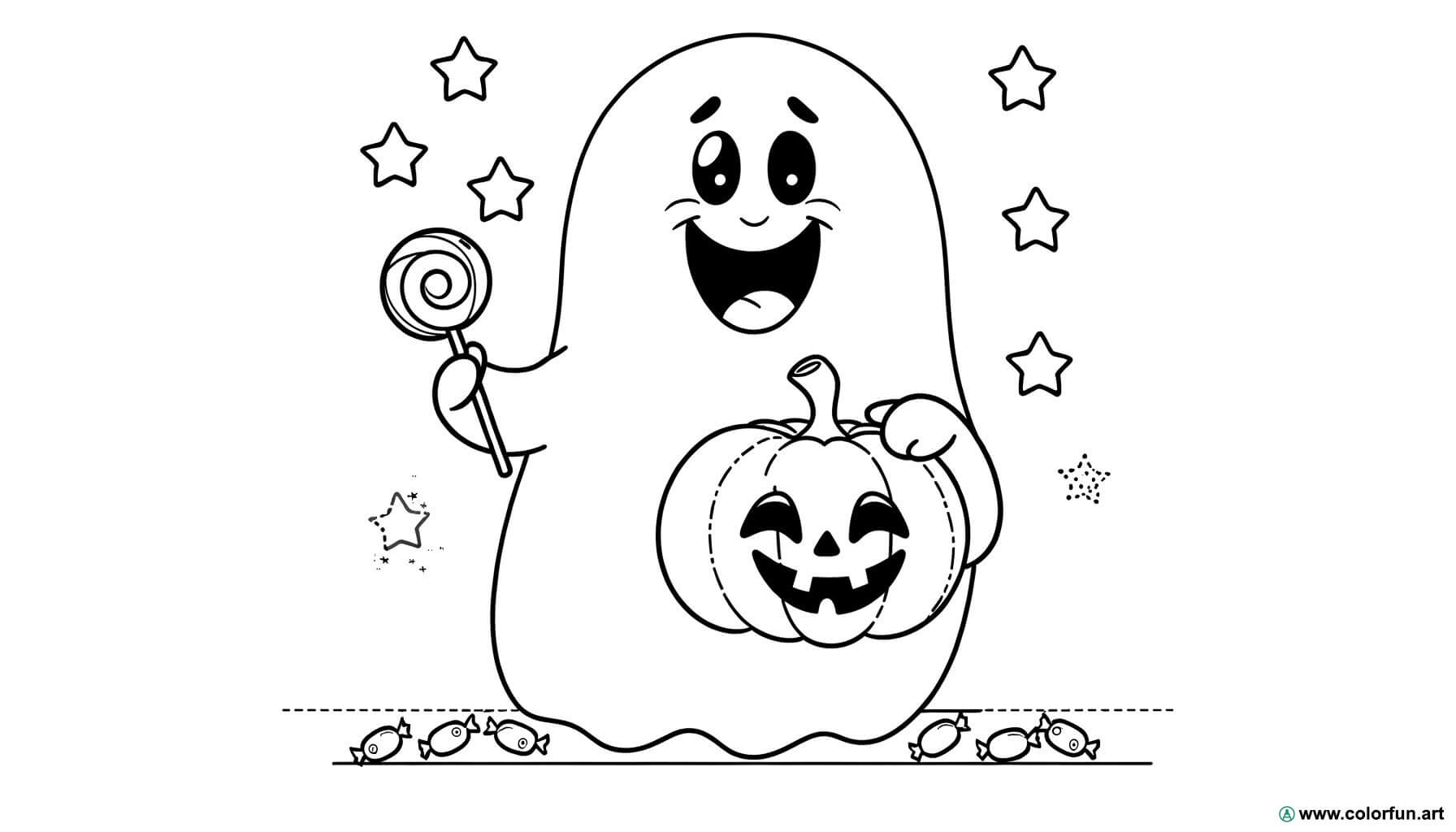 Een knusse 'Spooky Xmas' scène: een schattige geest leest een boek bij de  open haard, terwijl een griezelige kerstboom en spinnenwebben zorgen voor  een magische en mysterieuze kerstsfeer bij https://kleur-v-kind.com/ kleurplaat-spooky-xmas/ ! kleurvkind #, image size:1792x1024