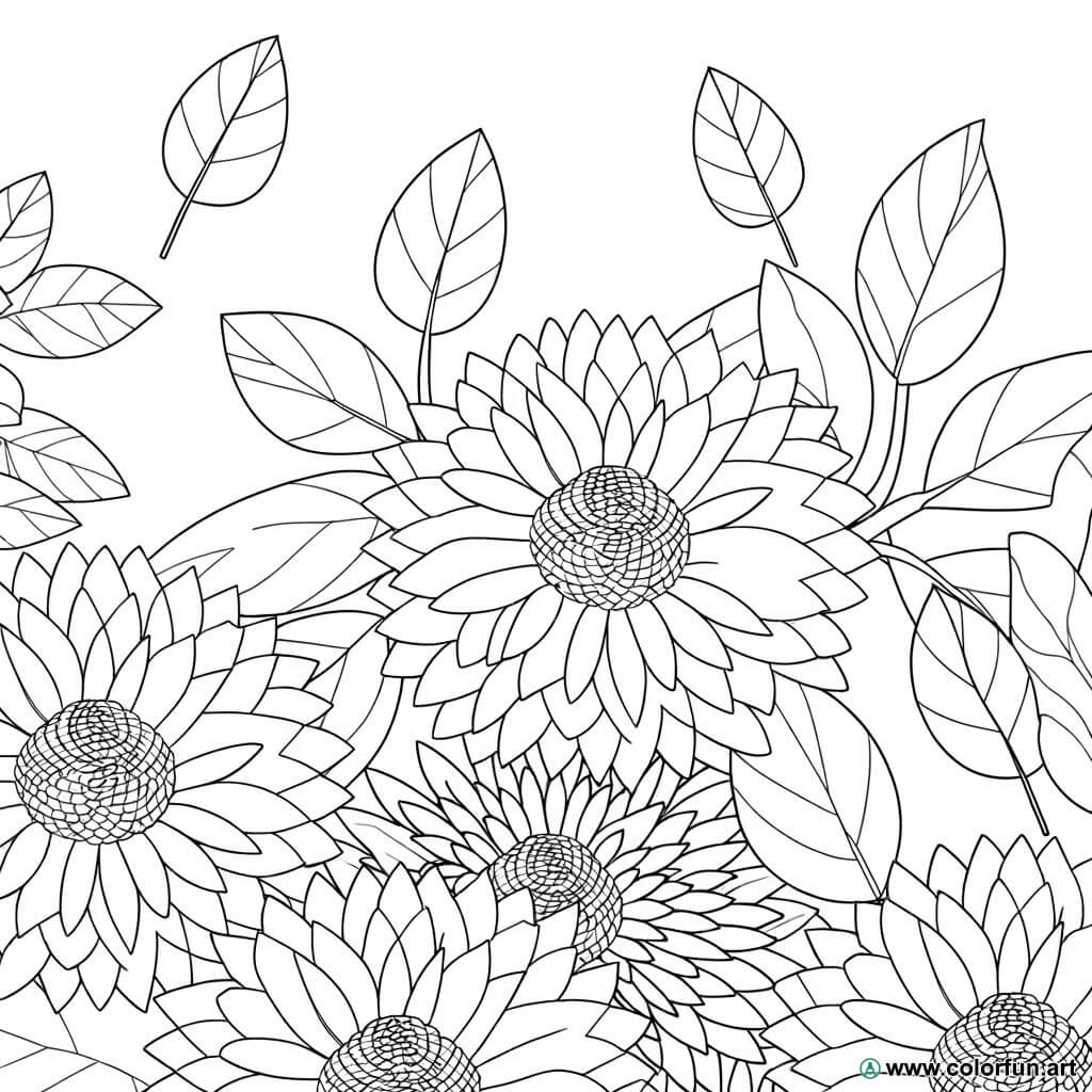 Coloriage de grandes fleurs à Télécharger ou à Imprimer gratuitement