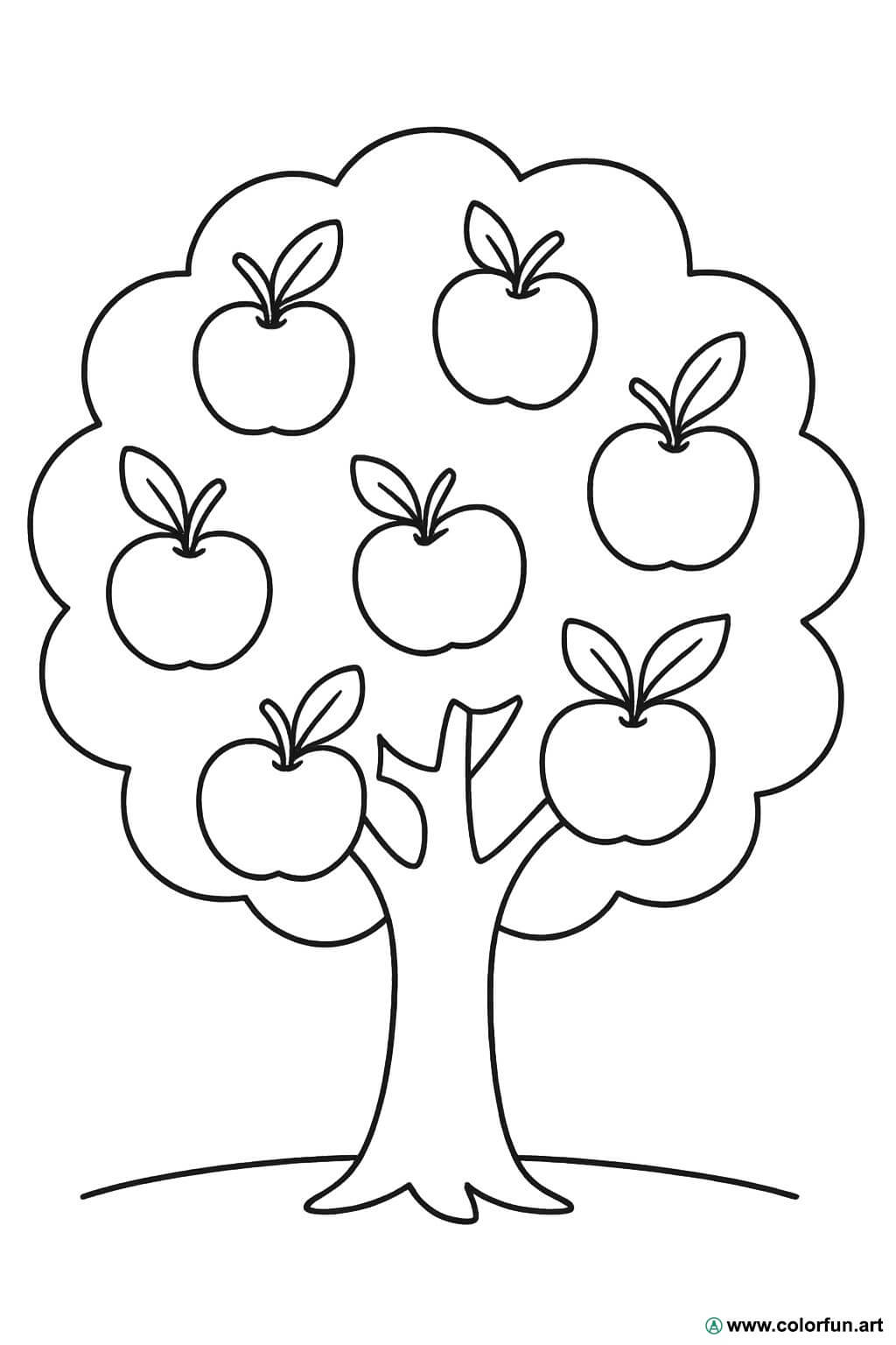 Desenhos para colorir de uma macieira fácil Para Baixar ou Imprimir  gratuitamente, image size:1024x1536