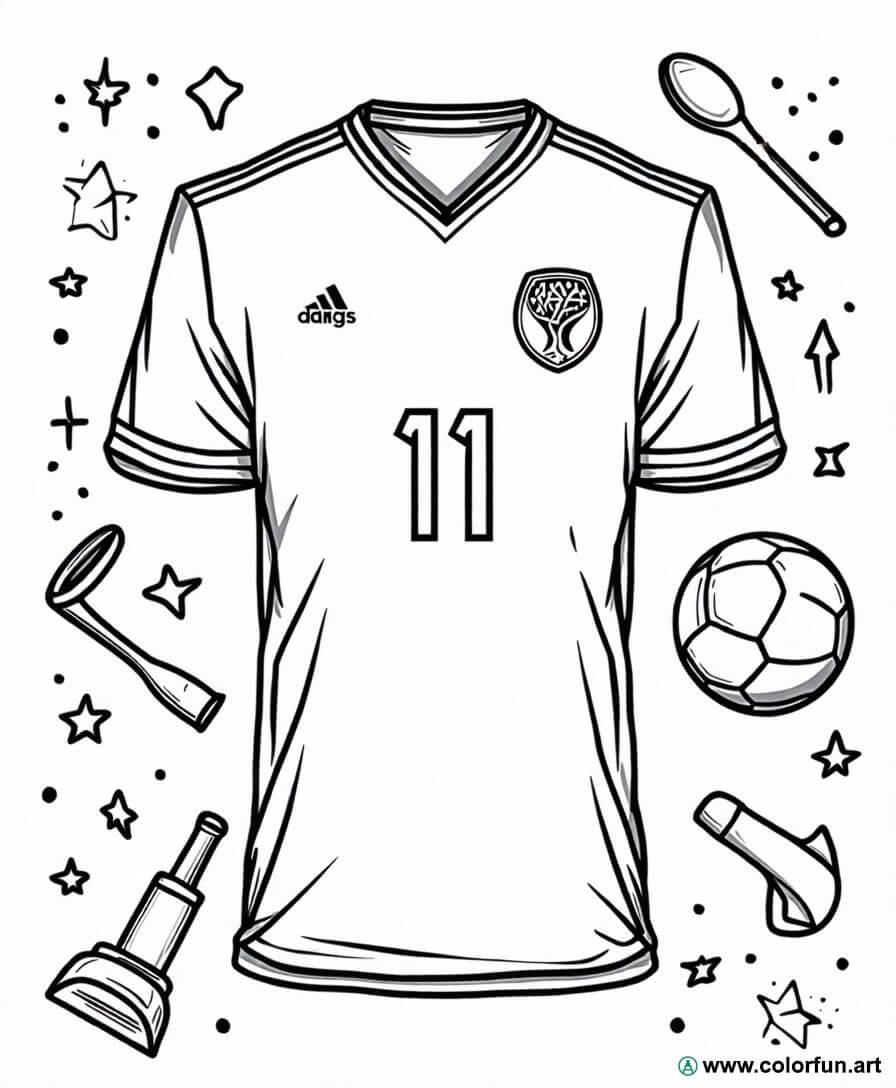 Coloriage du maillot de foot pour la coupe du monde à Télécharger ou à ...