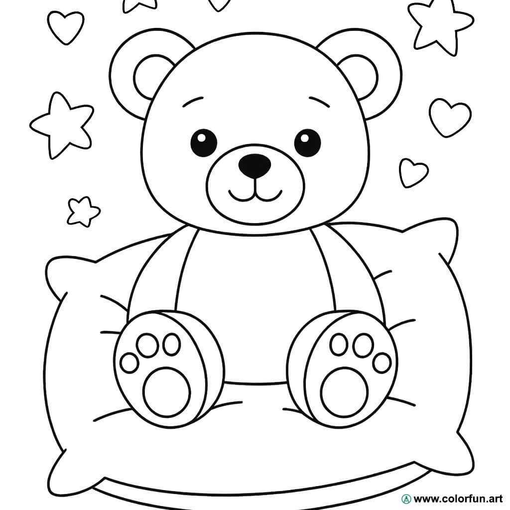 Easy coloring page of a stuffed animal Download or Print for free, image size:1024x1024