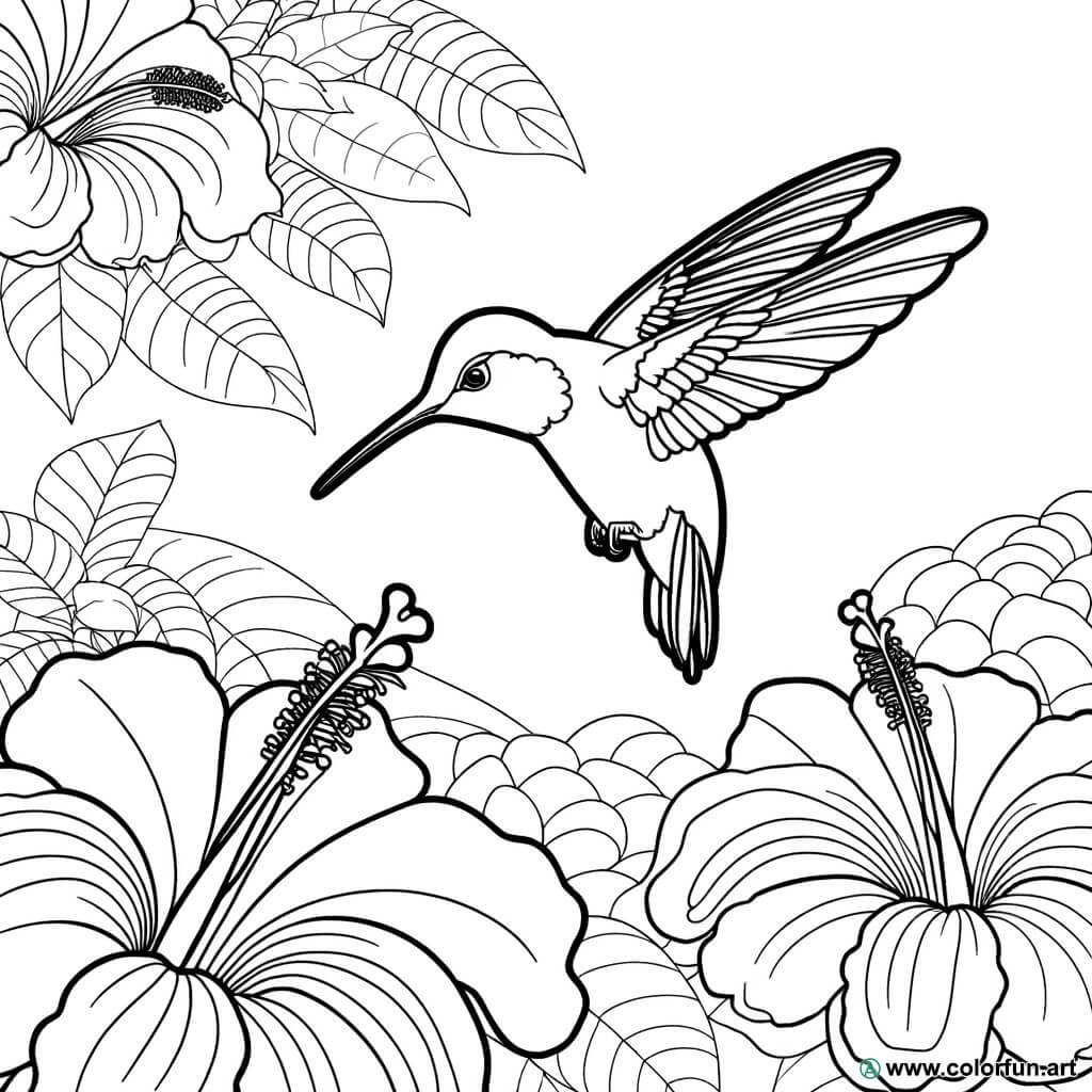 Desenhos para colorir de beija-flor com flores Para Baixar ou Imprimir  gratuitamente, image size:1024x1024