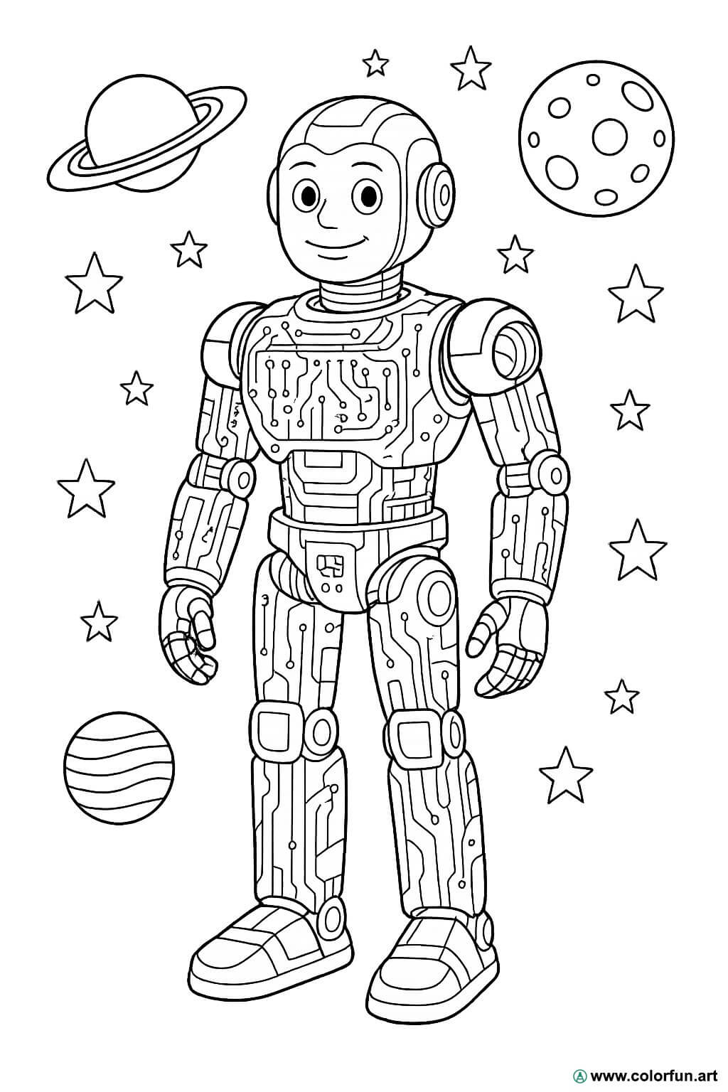 Realistic robot coloring page Download or Print for free