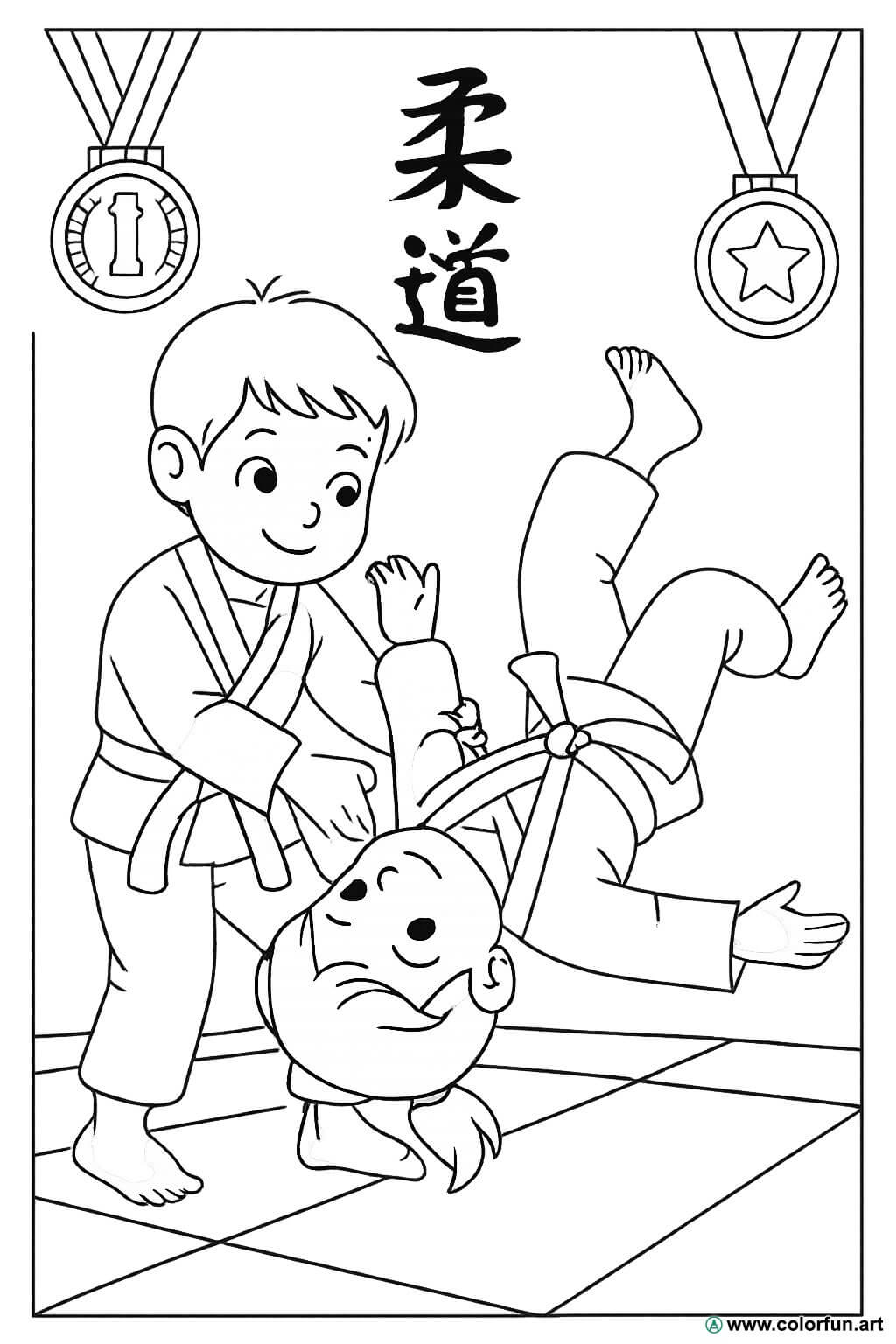 Coloriage De Judo Avec Des Ceintures T l charger Ou Imprimer 