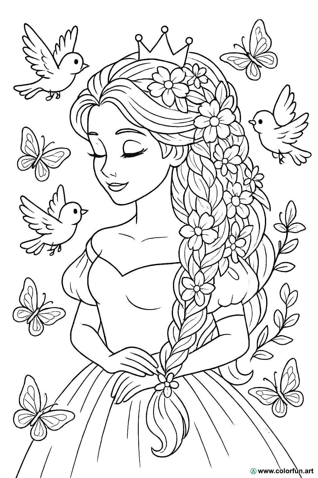 Desenhos para colorir de penteados de contos Para Baixar ou Imprimir  gratuitamente, image size:1024x1536