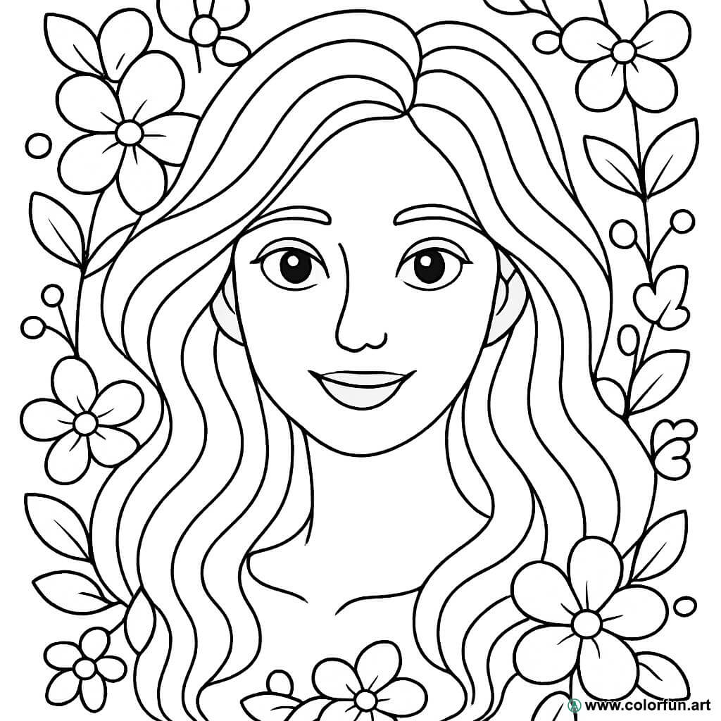 Coloring Page Of A Beautiful Woman s Face Download Or Print For Free
