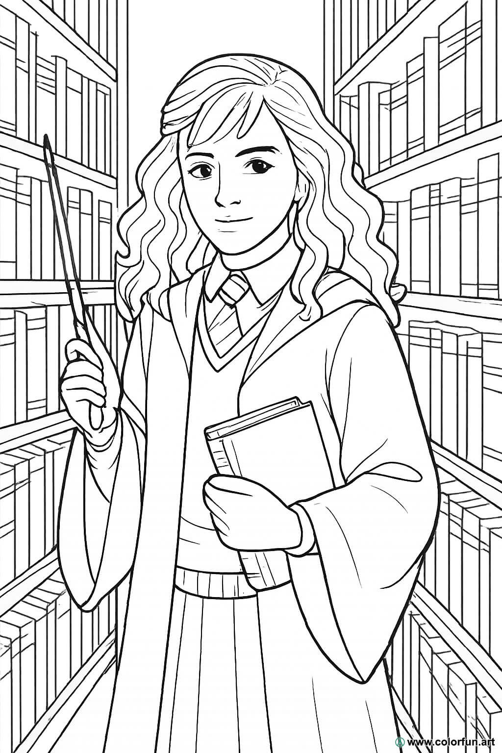 Desenhos para colorir da Hermione Granger em Hogwarts Para Baixar ou ...
