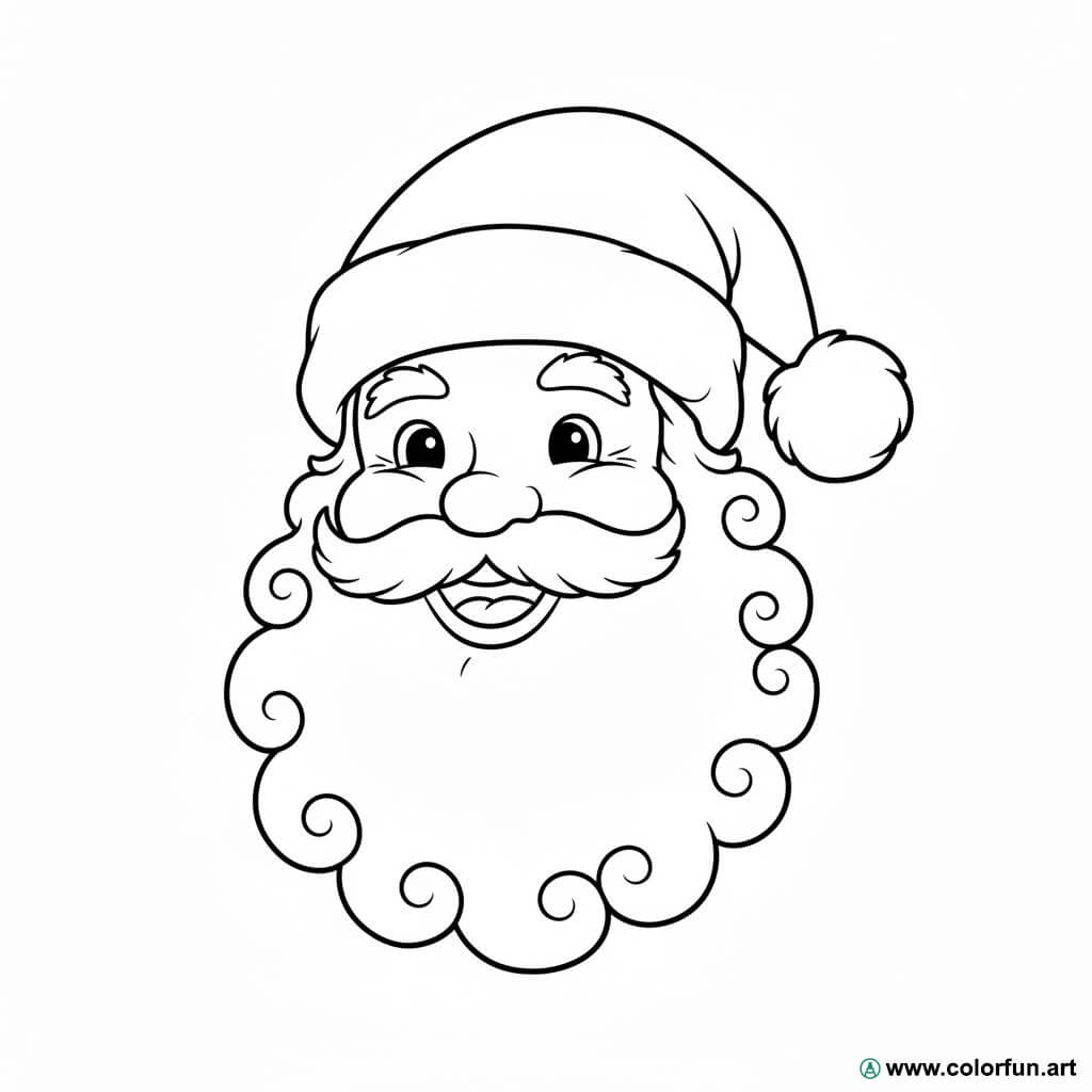 Coloring page of the bearded Santa Claus's head Download or Print for free