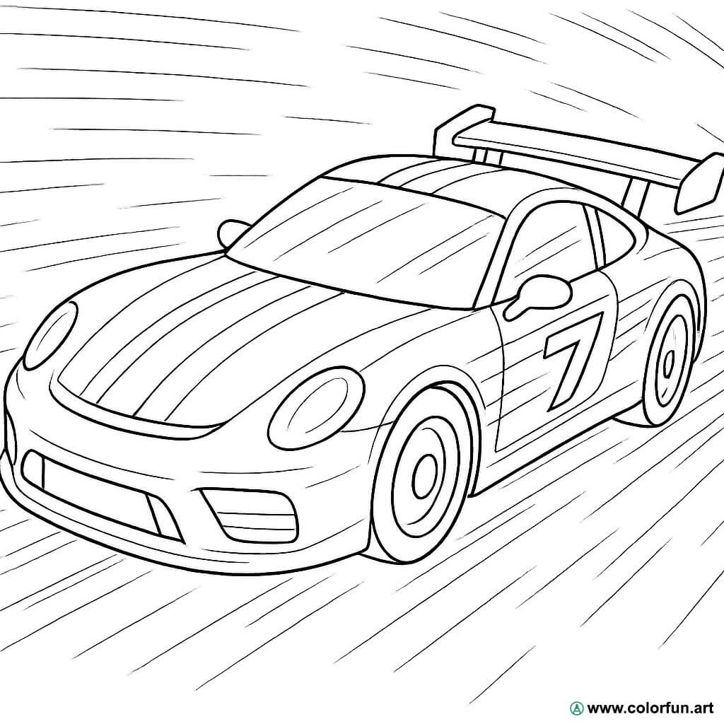 Racing car coloring page in motion Download or Print for free