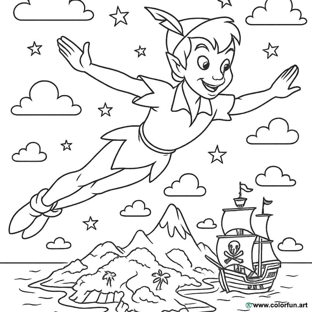 Disegno da colorare di Peter Pan: un'avventura magica Scarica o Stampa  gratuitamente, image size:1024x1024