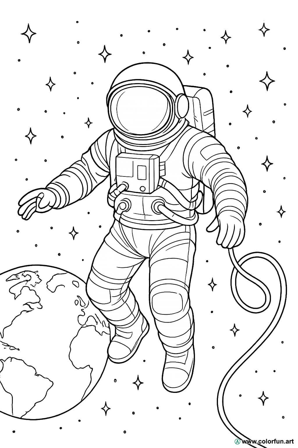 realistyczna kolorowanka z astronautą