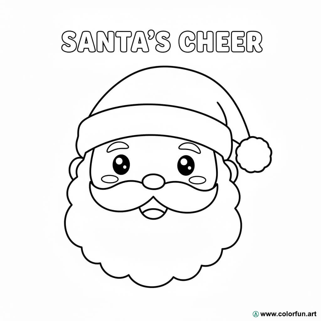 Kawaii Santa Claus head coloring page Download or Print for free