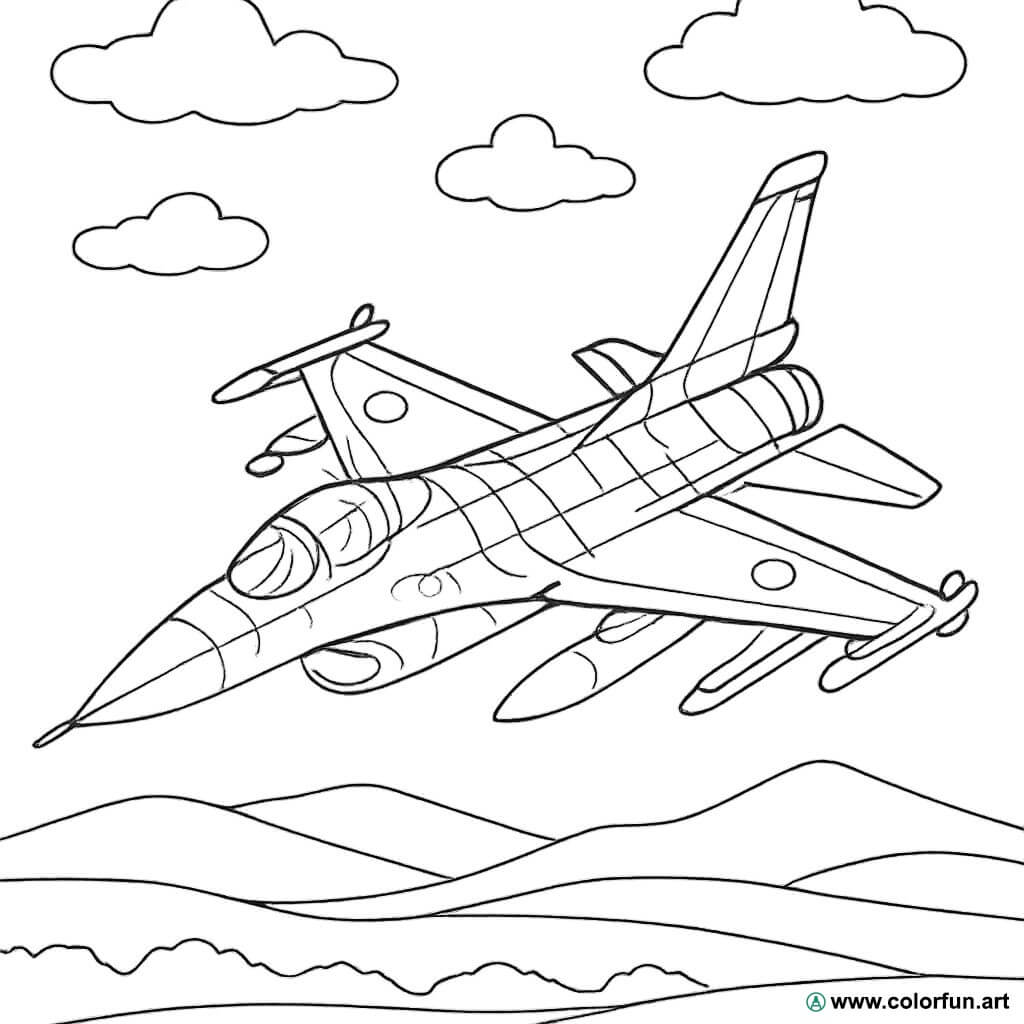 Desenhos para colorir de um avião de caça em 3D Para Baixar ou Imprimir  gratuitamente, image size:1024x1024