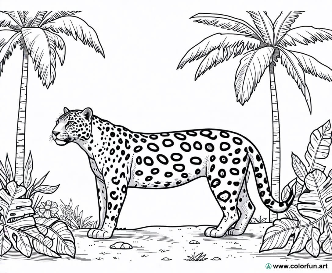 Easy jaguar coloring page Download or Print for free