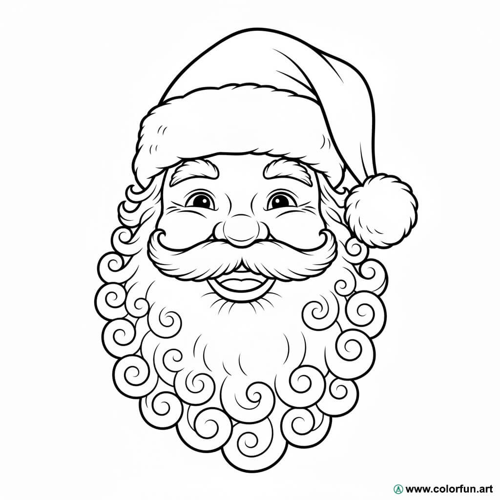 Coloring page of Santa Claus's mustached head Download or Print for free