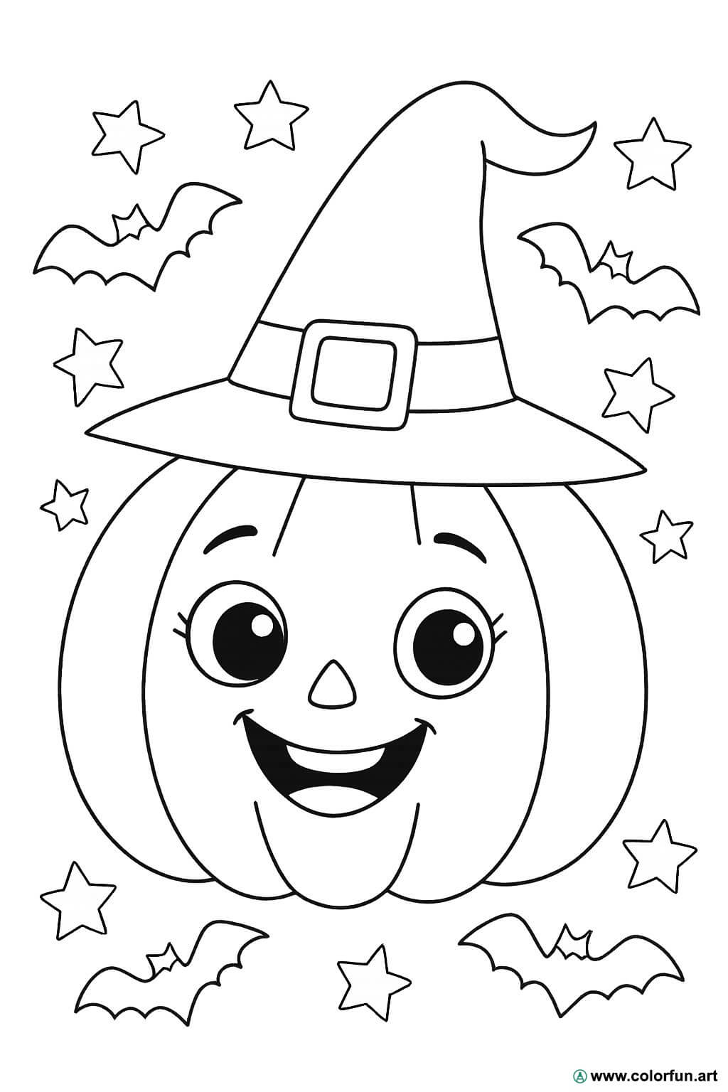 Disegno da colorare di zucca con occhi per Halloween Scarica o Stampa  gratuitamente, image size:1024x1536
