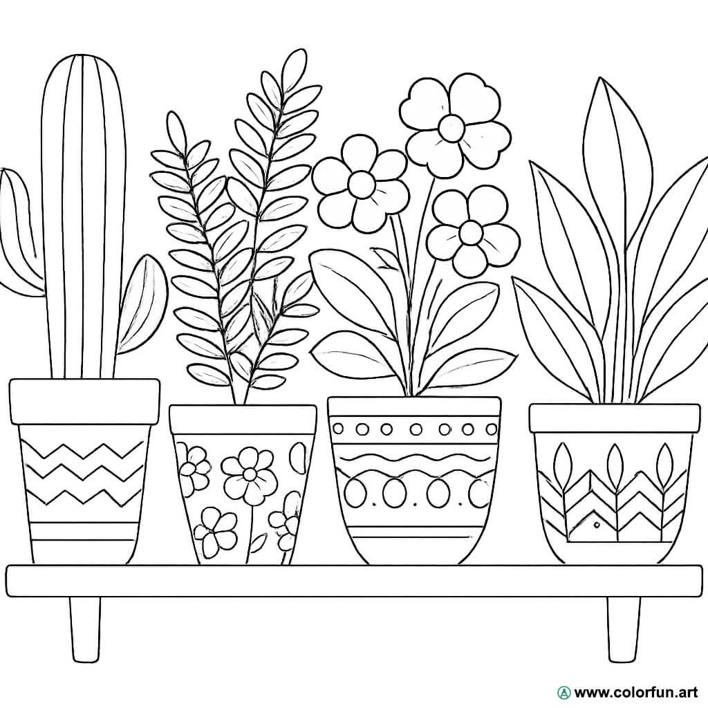 Ausmalbild von Topfpflanzen Kostenloser Download oder Ausdruck verfügbar., image size:1024x1024