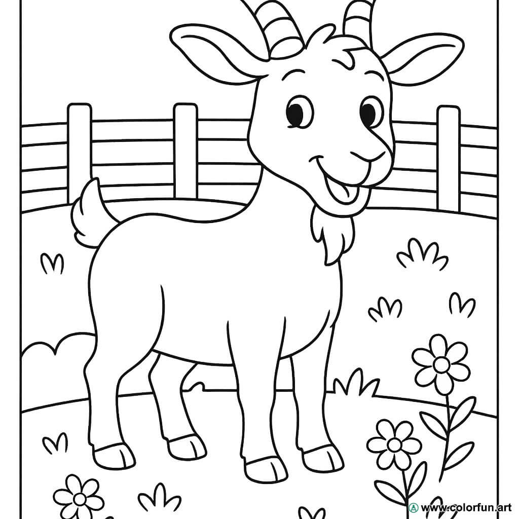 Disegno da colorare della capra da fattoria Scarica o Stampa gratuitamente, image size:1024x1024