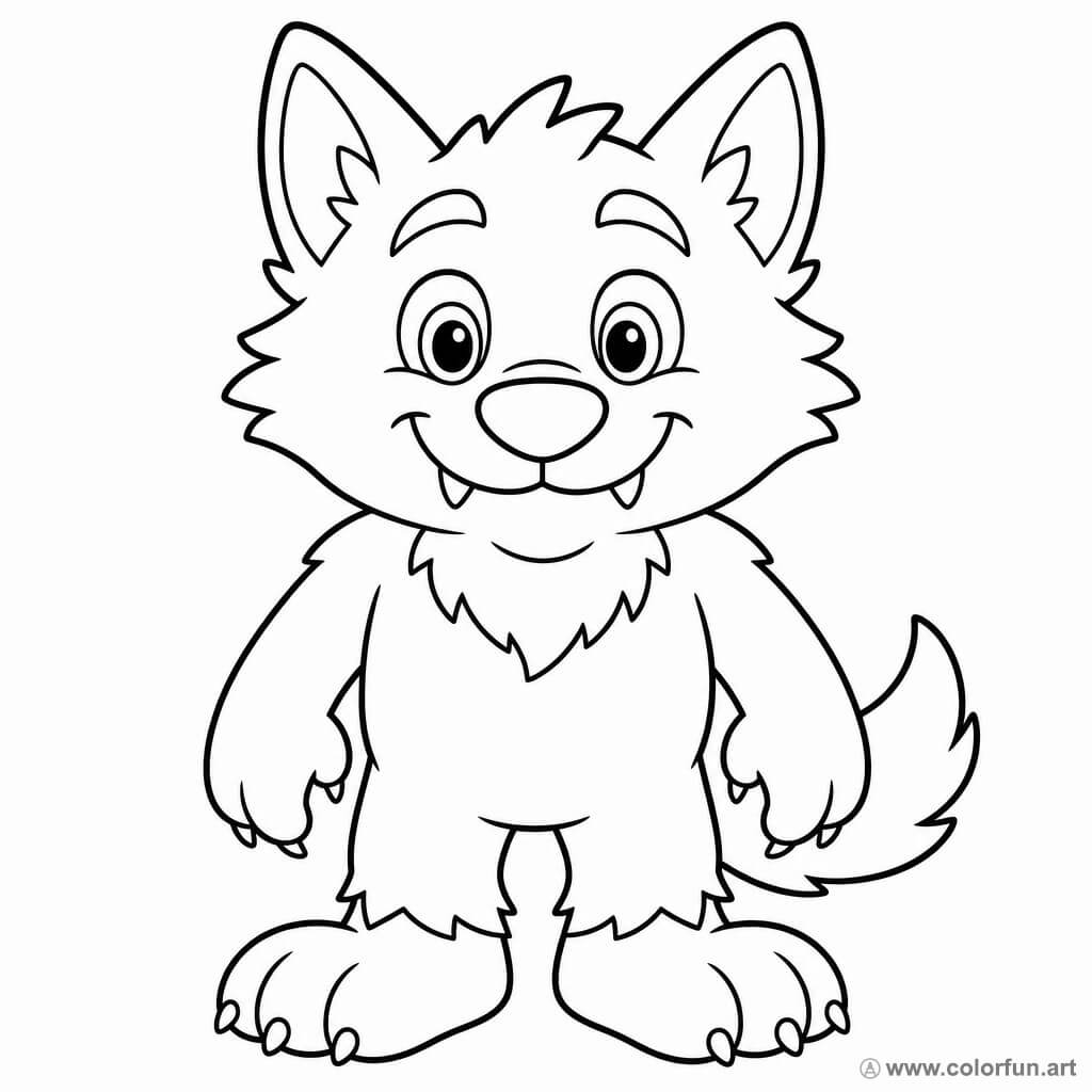 Cartoon Werewolf Coloring Page to Print, PDF or Color Online