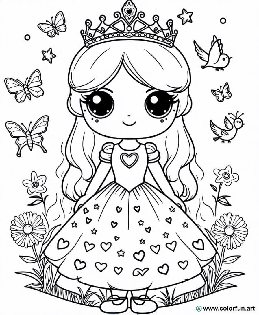 Cute princess coloring page Download or Print for free