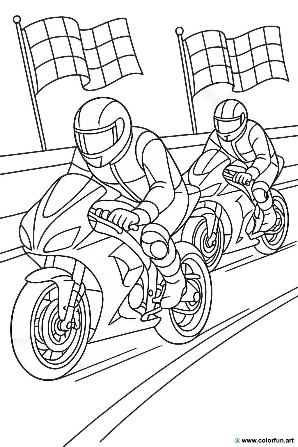 Ausmalbild von Motorrädern mit Fahrern Kostenloser Download oder Ausdruck  verfügbar., image size:1024x1536