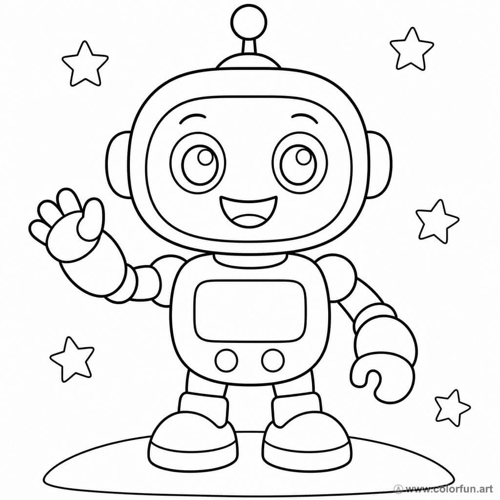 Robot Coloring Page for a 5-Year-Old to Print, Color Online