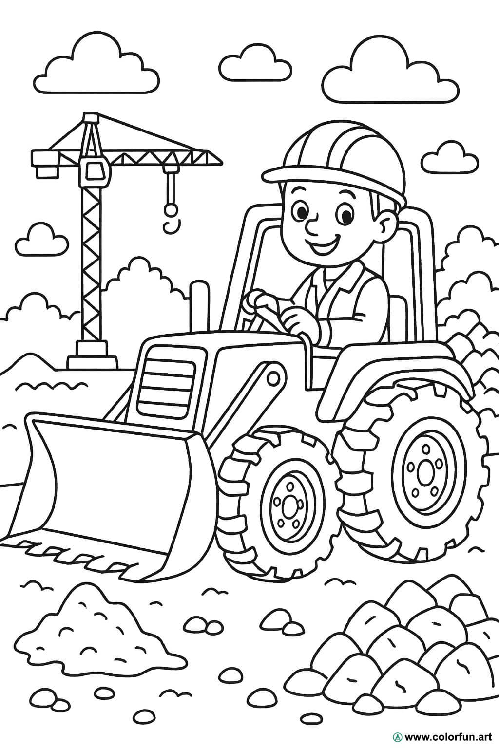 Dibujo para colorear de un vehículo de obra Descargar o Imprimir de forma  gratuita, image size:1024x1536