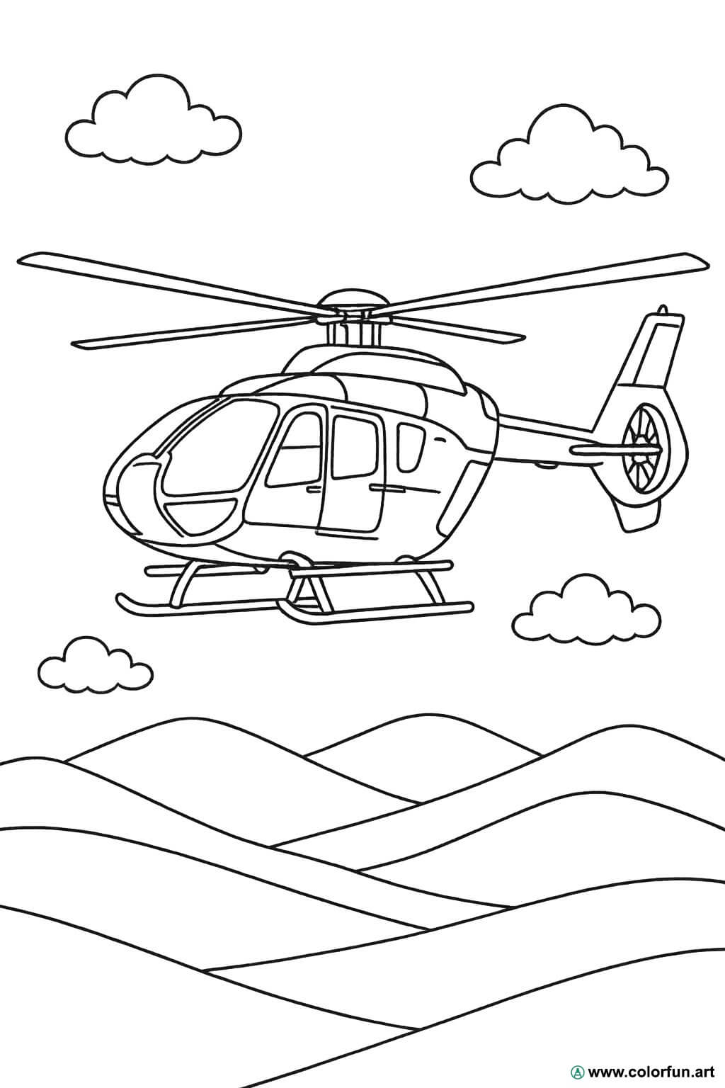kolorowanka helikopter realistyczny