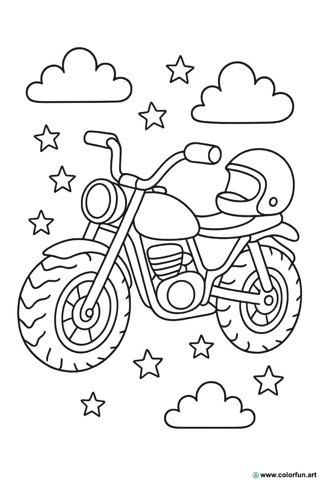 Kleurplaat van een motor om te tekenen Gratis te downloaden of af te drukken, image size:1024x1536