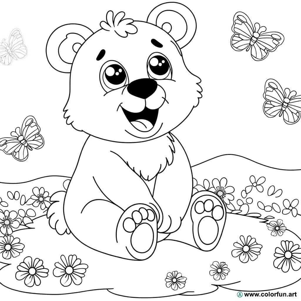 Disegno da colorare di un orsetto Scarica o Stampa gratuitamente, image size:1024x1024