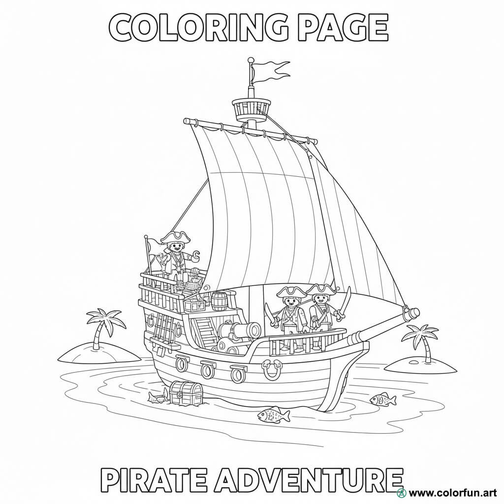 Playmobil pirate ship coloring page Download or Print for free