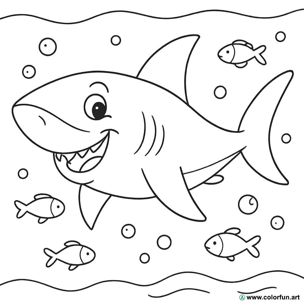 Ausmalbild eines weißen Haies für die Kleinen Kostenloser Download oder ...