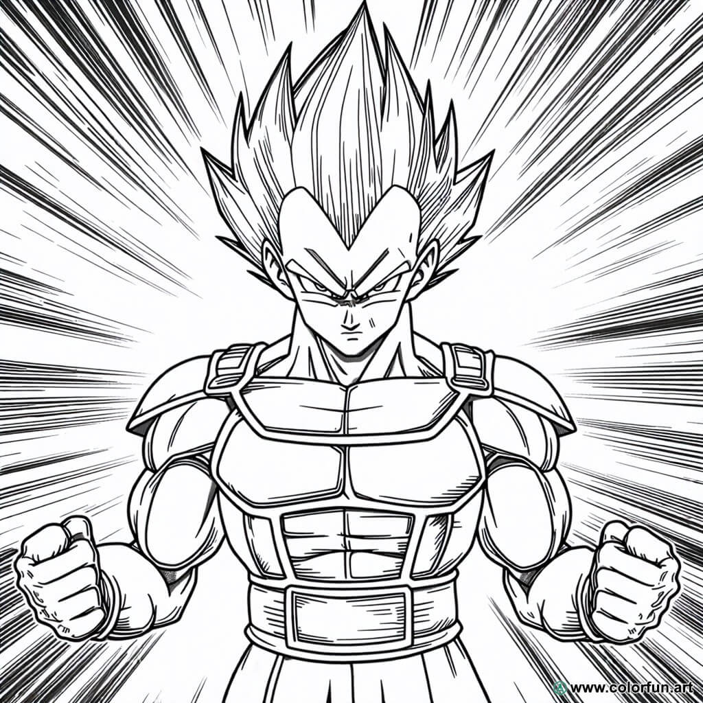 Coloring page of Vegeta in Dragon Ball Z Download or Print for free