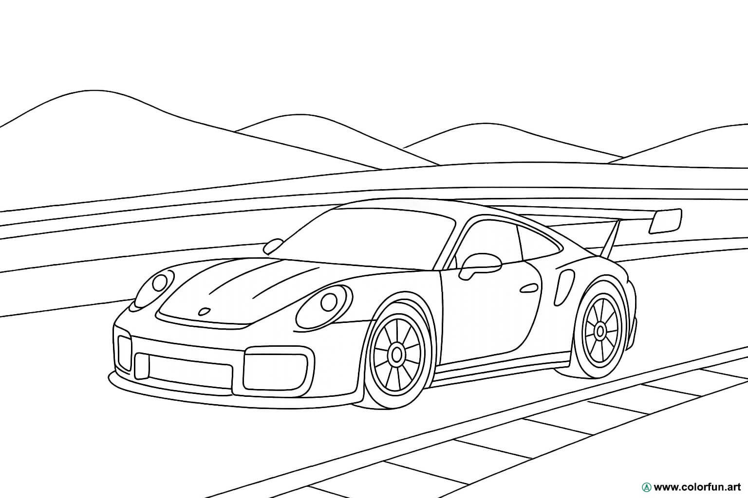 Coloring page of a racing Porsche Download or Print for free