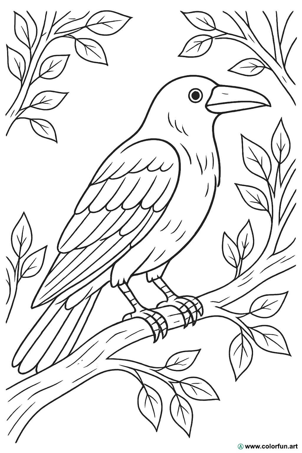 Coloriage du corbeau dans les arbres à Télécharger ou à Imprimer ...
