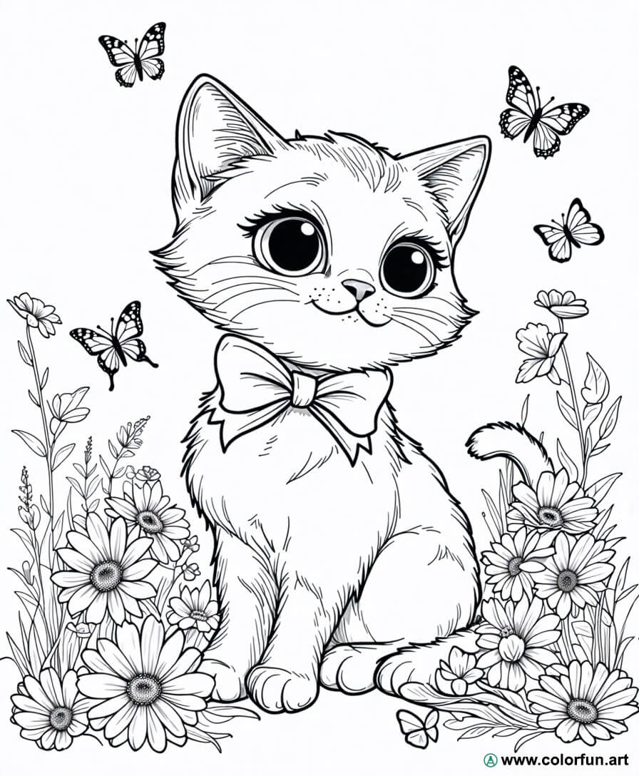 Watercolor coloring page of a cute animal Download or Print for free