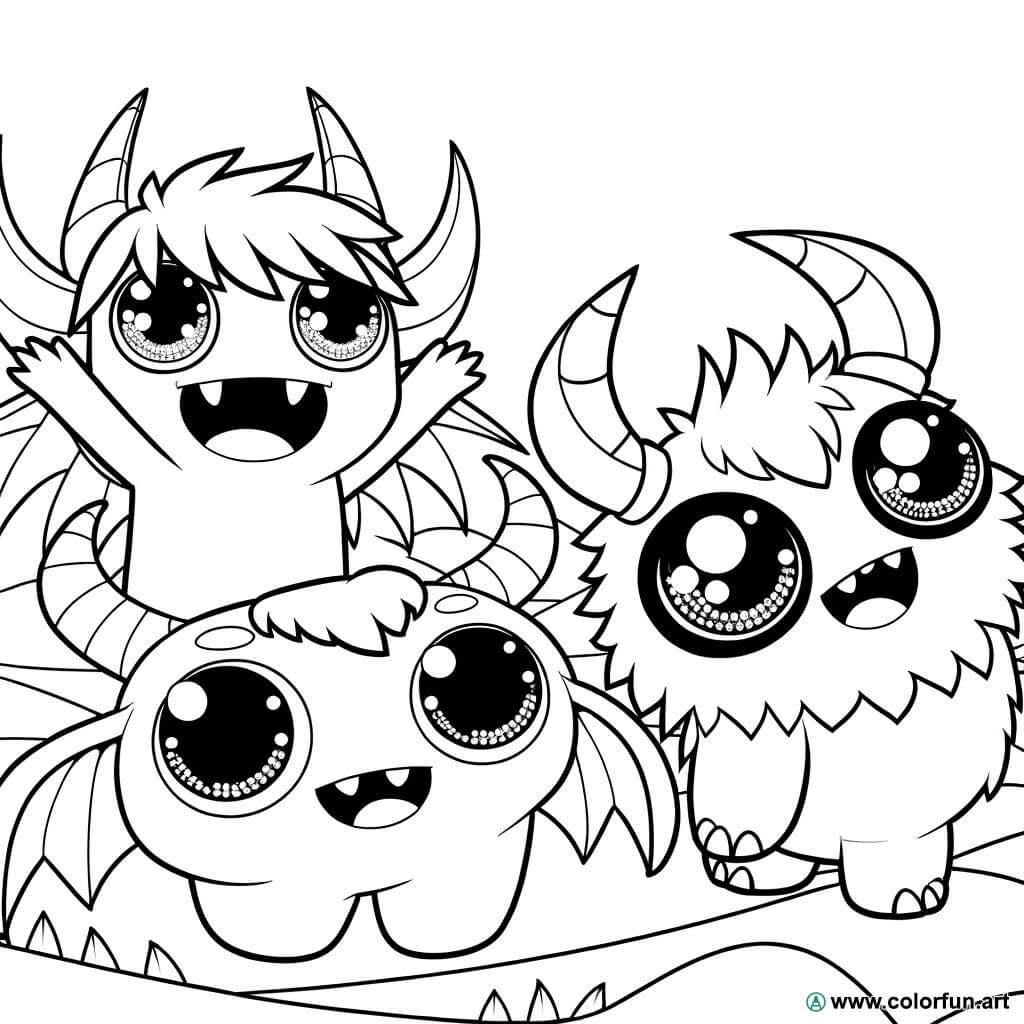 Manga monsters coloring page Download or Print for free