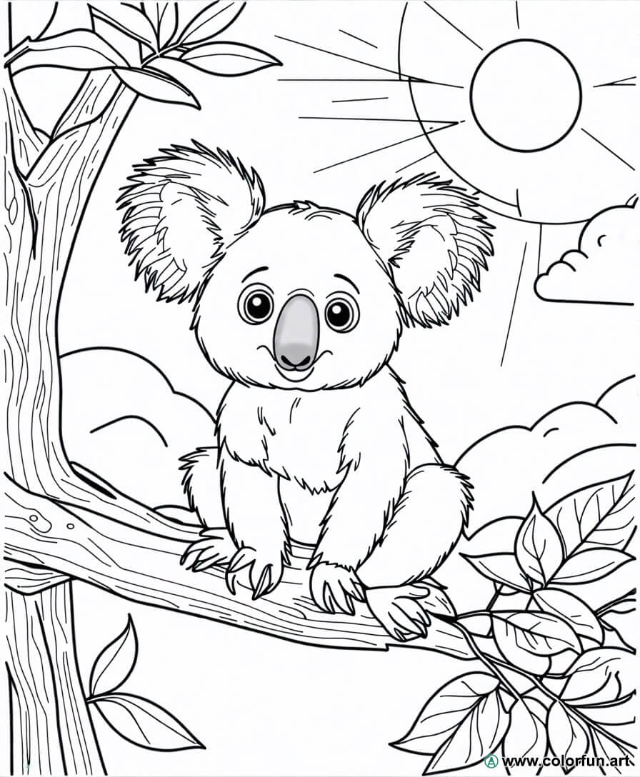 Easy koala coloring page Download or Print for free