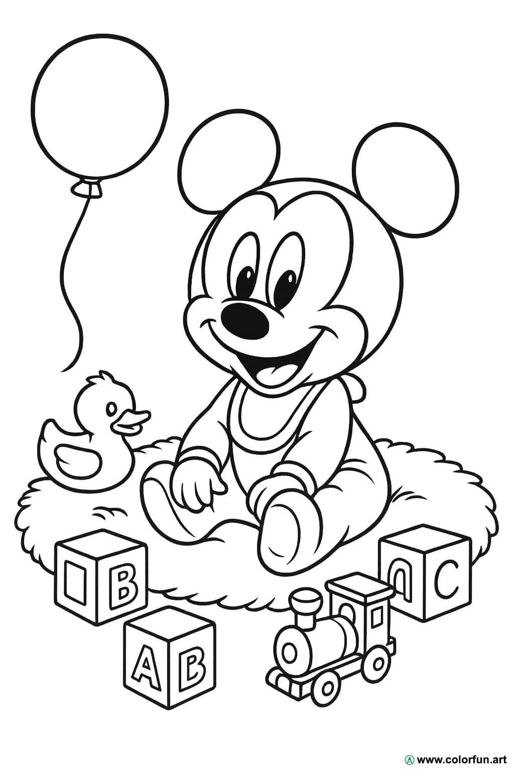 Creatieve kleurplaat van baby Mickey Gratis te downloaden of af te drukken, image size:1024x1536
