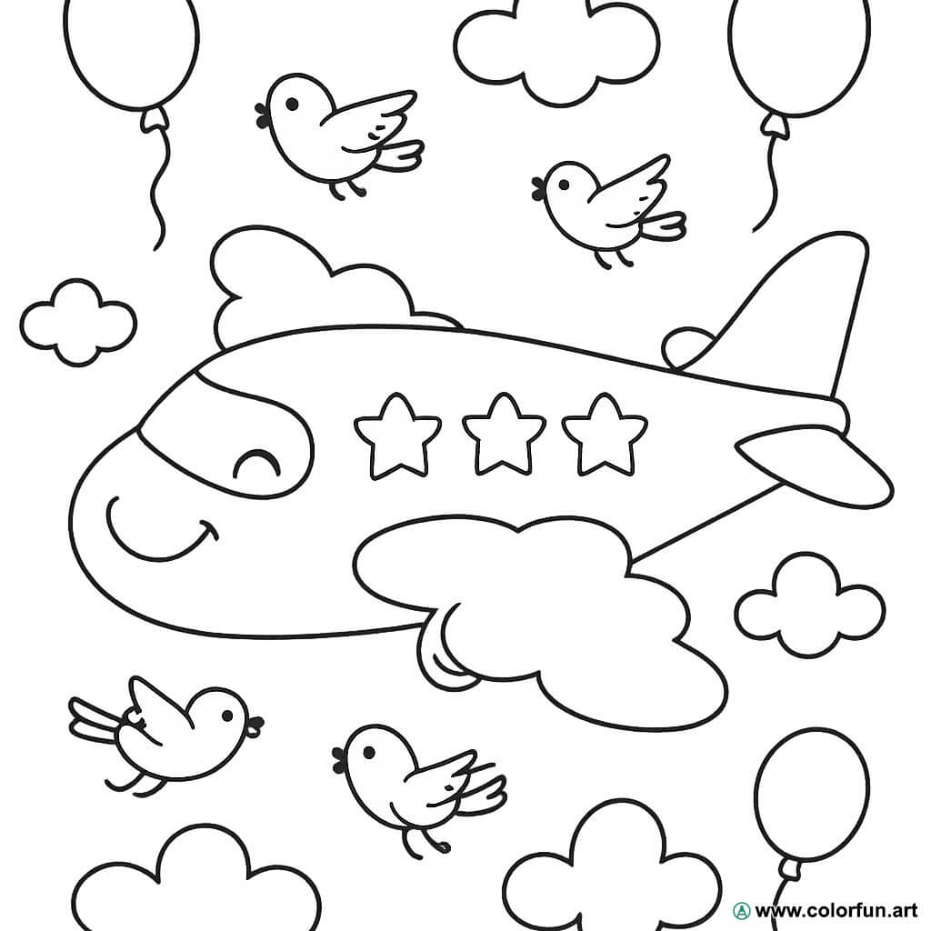 Dibujo para colorear de un avión de ensueño Descargar o Imprimir de forma  gratuita, image size:1024x1024