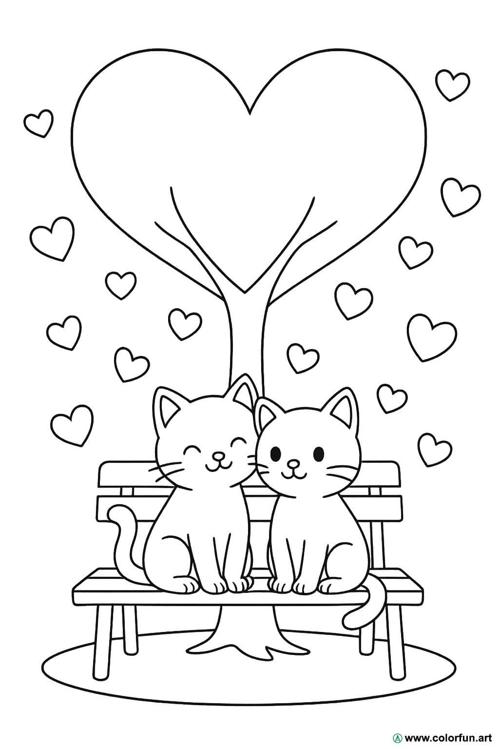 Kleurplaat van Valentijnsdag voor koppels Gratis te downloaden of af te  drukken, image size:1024x1536