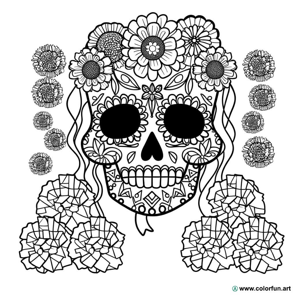 Disegno da colorare dei design Dia de los Muertos Scarica o Stampa  gratuitamente, image size:1024x1024