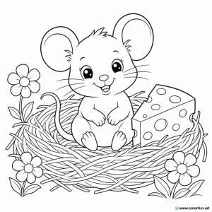 dibujo para colorear ratón bebé