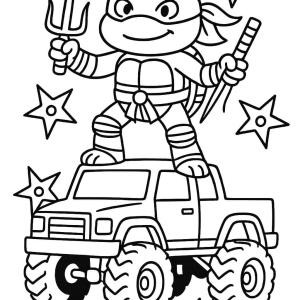 Ausmalbild Ninja Schildkröte Lastwagen