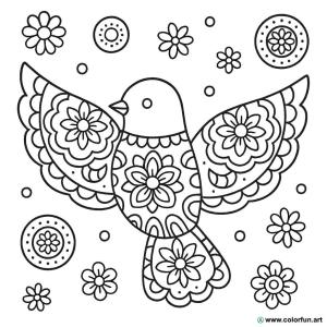 kolorowanka ptak mandala artystyczna